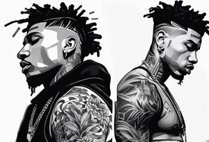 Make me the rapper nle Choppa and put all of his tattoos he has tattoo idea