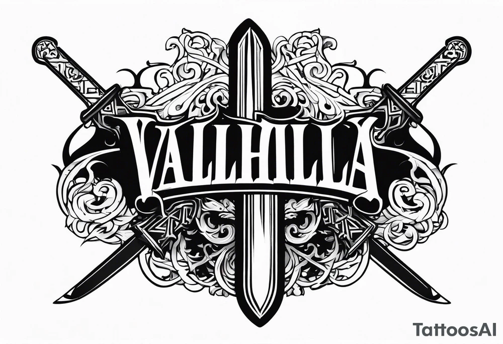 Valhalla stairs sword chains tattoo idea