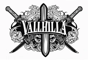 Valhalla stairs  sword chains tattoo idea