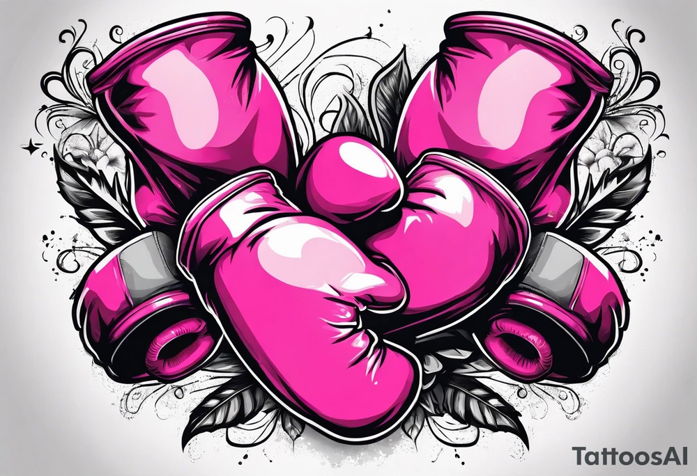 Breast cancer symbol with pink boxing gloves tattoo idea