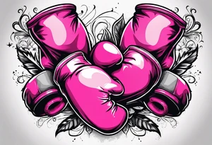 Breast cancer symbol with pink boxing gloves tattoo idea