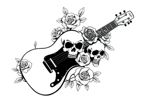 Electric guitar with skulls and roses tattoo idea