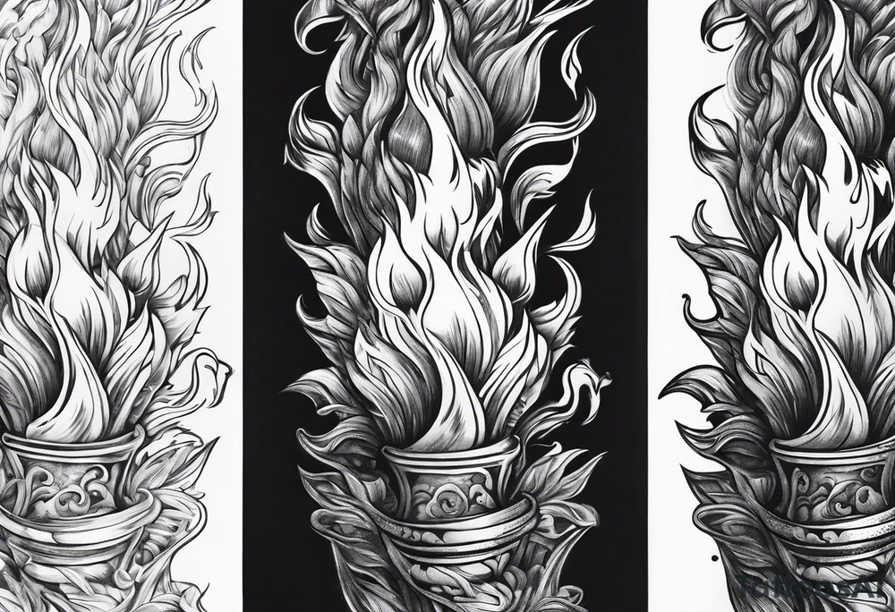 Flaming torch water background tattoo idea