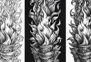 Flaming torch water background tattoo idea