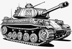 Cartoon tank with detailed treads/tracks tattoo idea