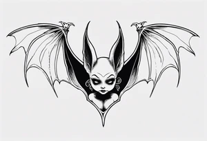 Bat with a fairy riding on top of its body tattoo idea