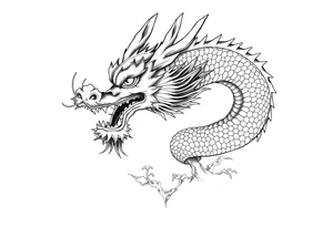 chinese dragon frontal,landscape. tattoo idea