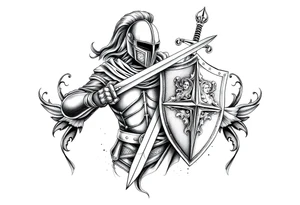 A knight with a sword and shield after winning a battle for my forearm to finish my sleeve off tattoo idea