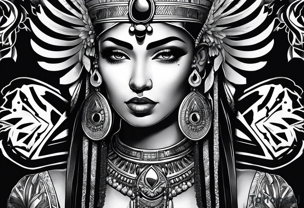 Cleopatra's face semi realism tattoo idea