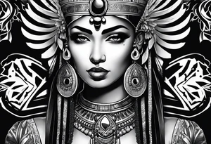 Cleopatra's face semi realism tattoo idea