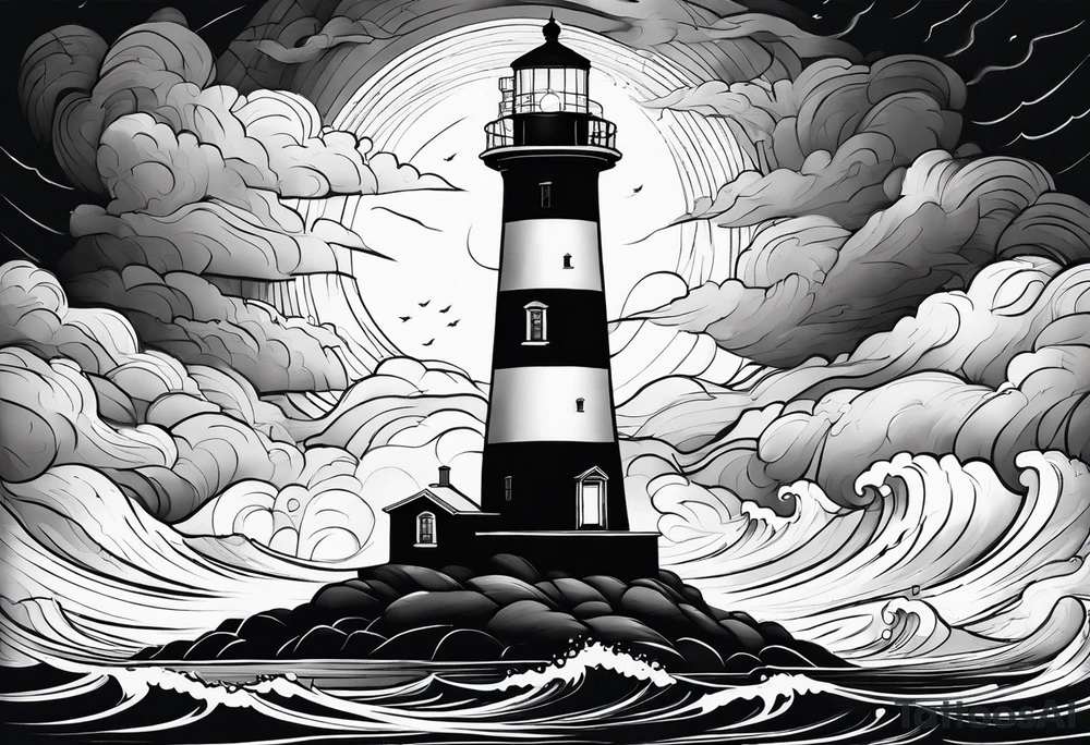 lighthouse in a storm tattoo idea