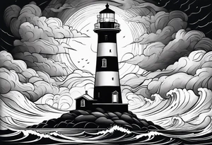 lighthouse in a storm tattoo idea