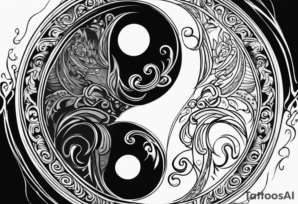 Ying yang with tribal tattoo idea