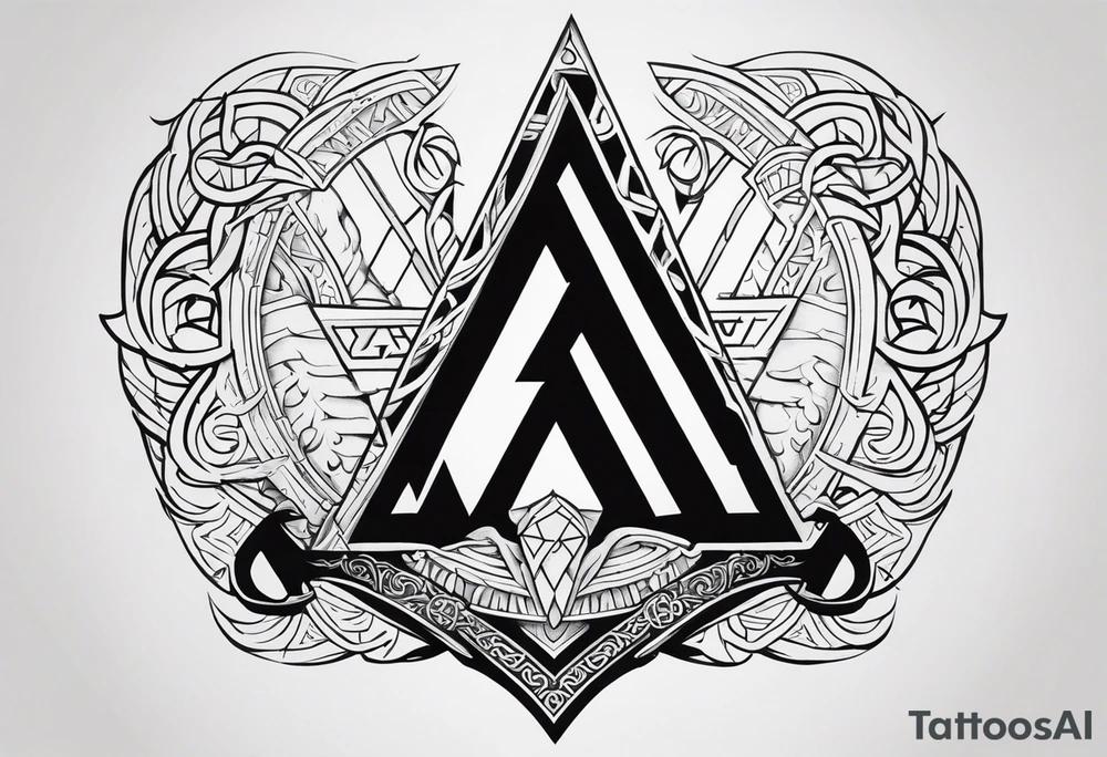 Valhalla shield valknut sword axe tattoo idea