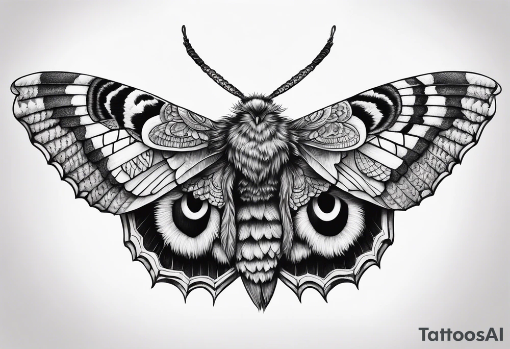 Dead head moth with owl eyes tattoo idea