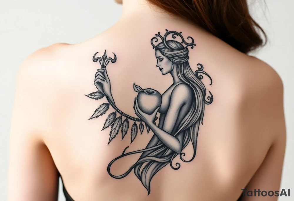 Eris goddess of chaos holding her golden apple tattoo idea