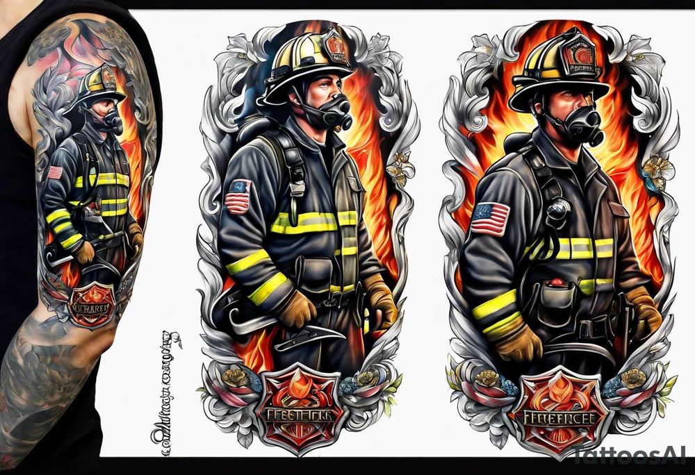 firefighter sleeve tattoo idea