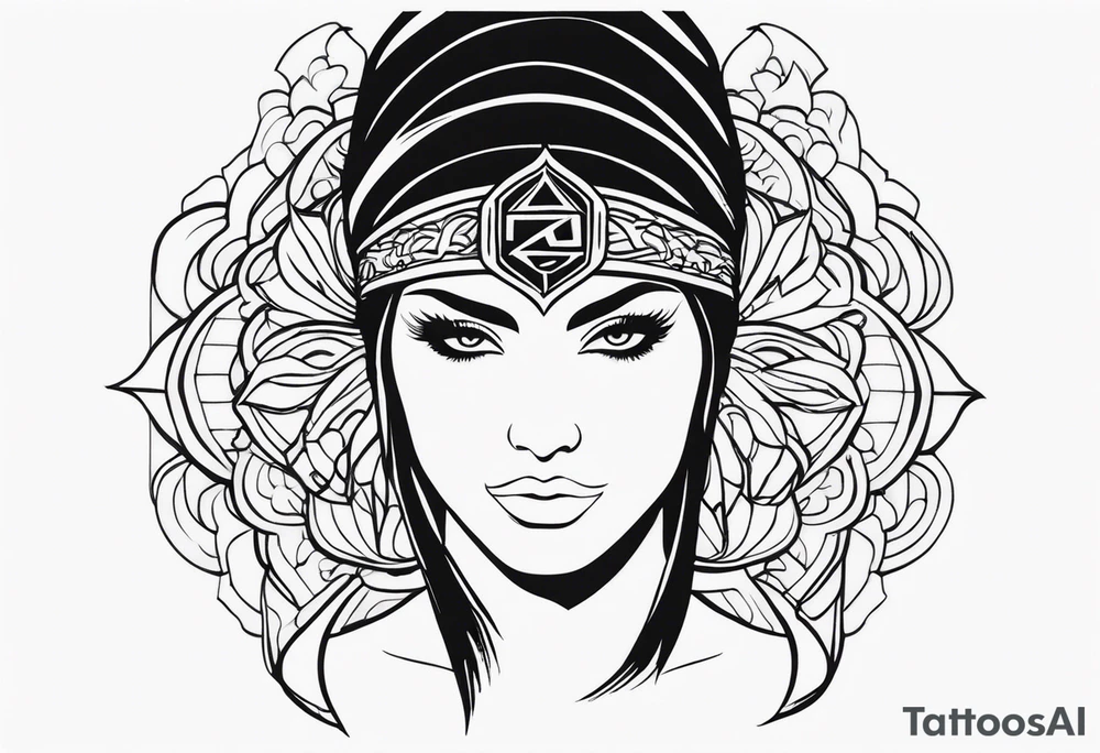 the letters A R in the middle of a ninja headband tattoo idea