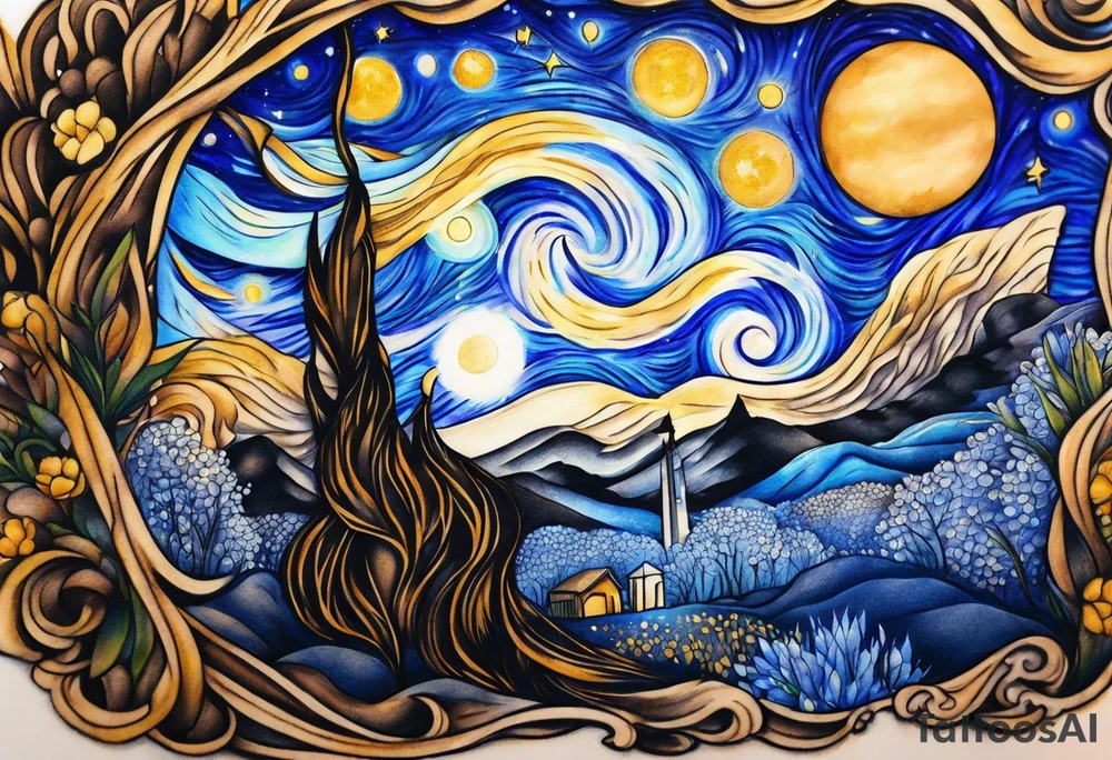 Starry night tattoo idea