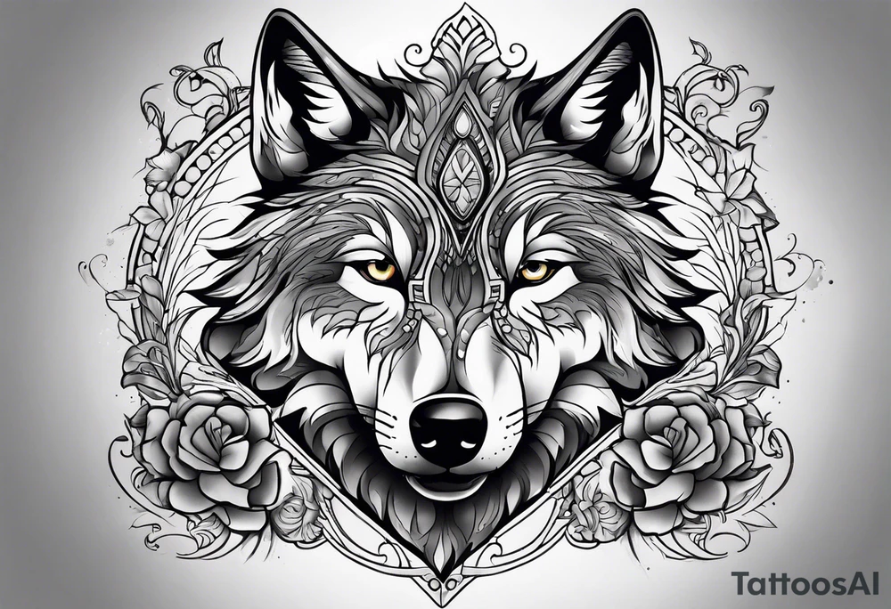 Grey wolf tattoo idea