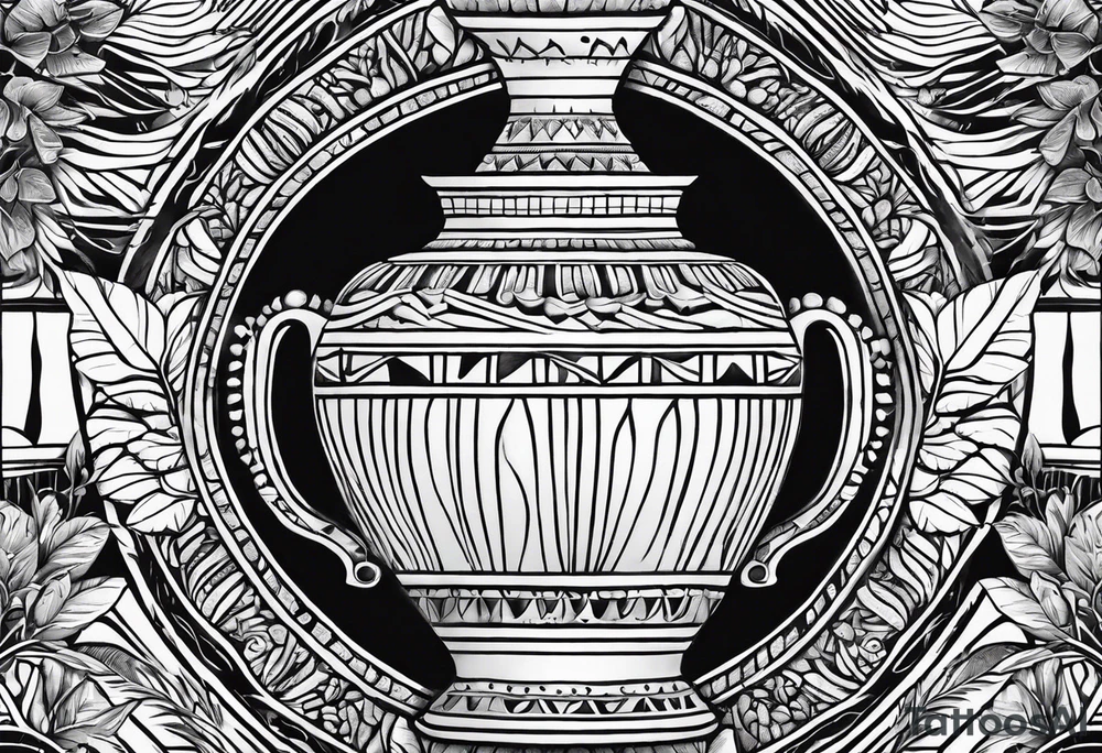 Egyptian pottery with leafy greens tattoo idea