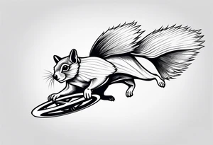 i want a flying squirrel in mid flight with a half cut bmx helmet on looking serious tattoo idea