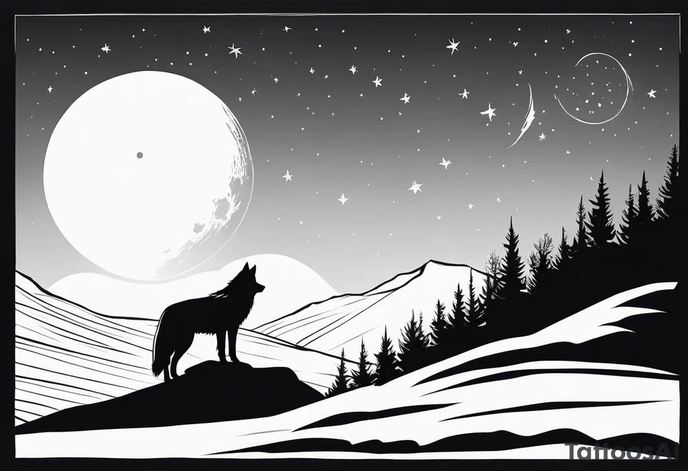 lone wolf staring at the moon, lonely but wise tattoo idea