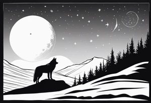 lone wolf staring at the moon, lonely but wise tattoo idea