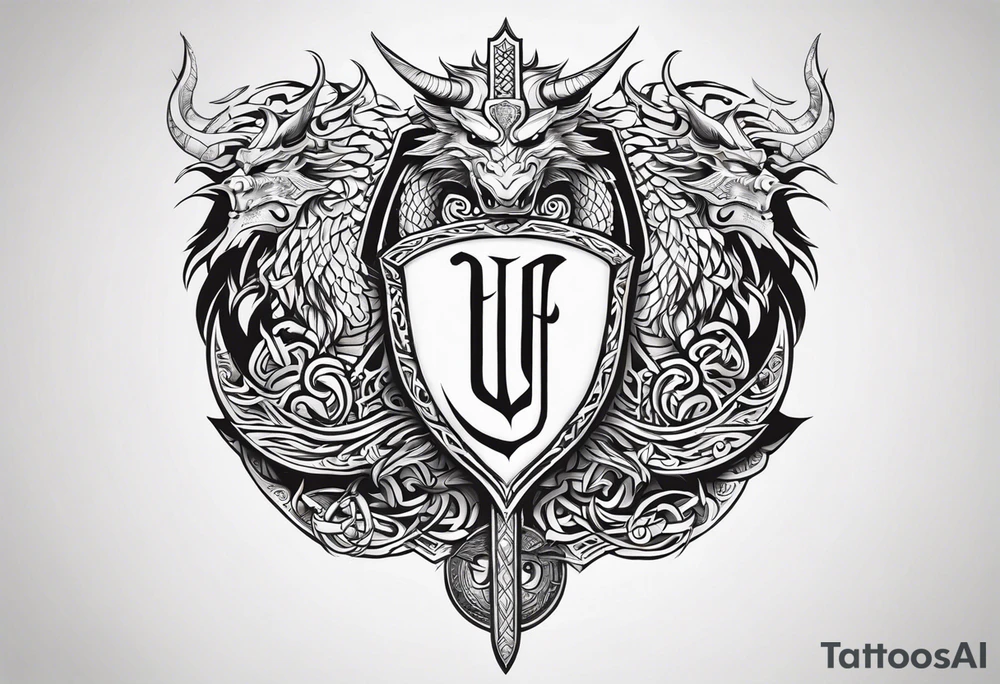 Valhalla sword shield viking ship dragon head tattoo idea Valhalla sword shield viking ship dragon head tattoo idea