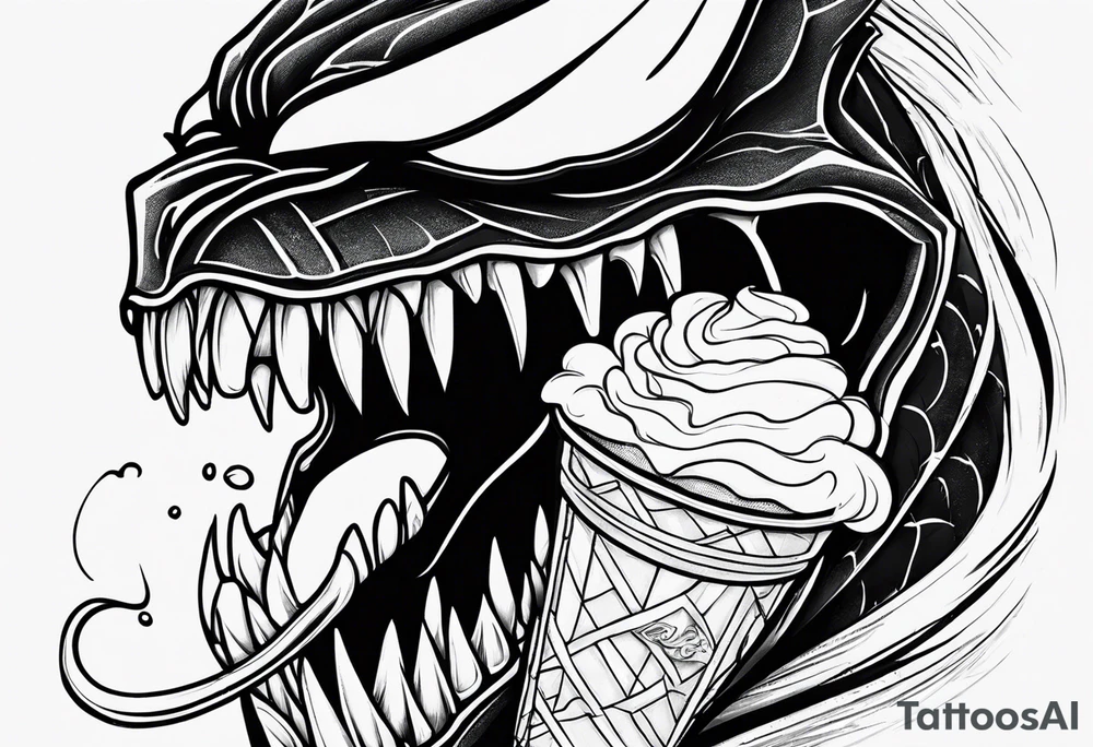 Venom eating ice cream cone tattoo idea