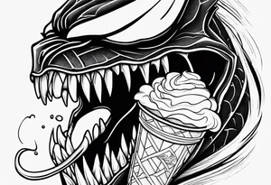 Venom eating ice cream cone tattoo idea