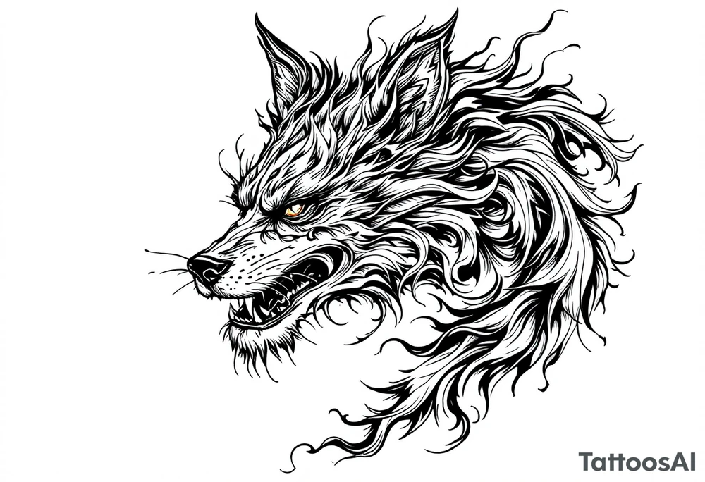 FU dog with wind element tattoo idea