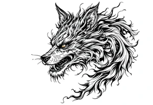 FU dog with wind element tattoo idea