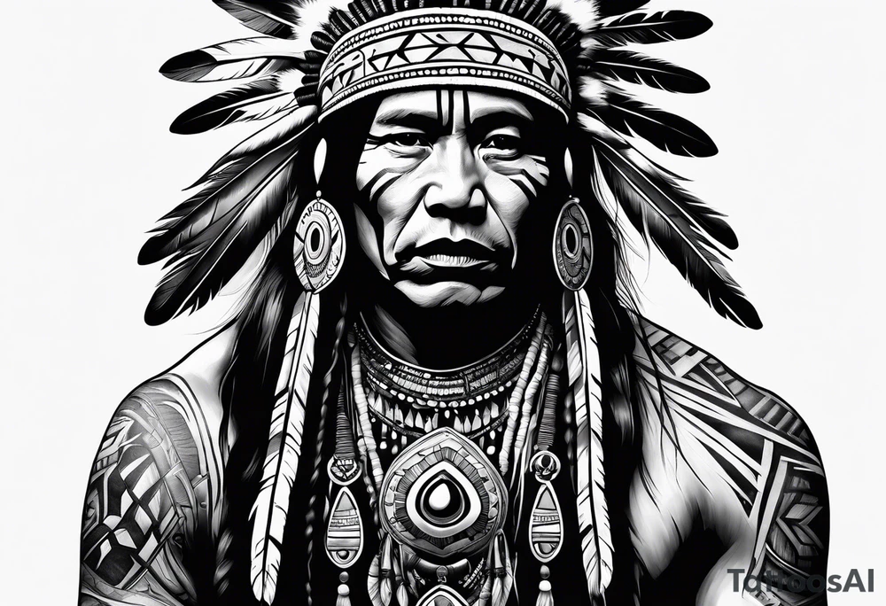 Tohono Oʼodham Native American tribe tattoo idea