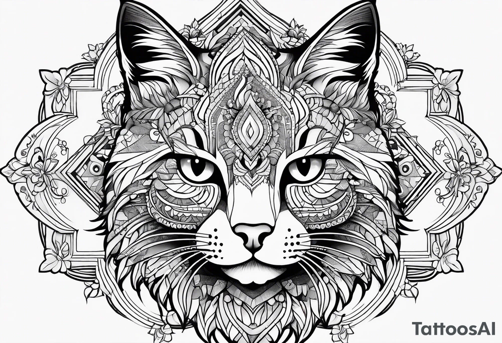 Cat mandala tattoo idea