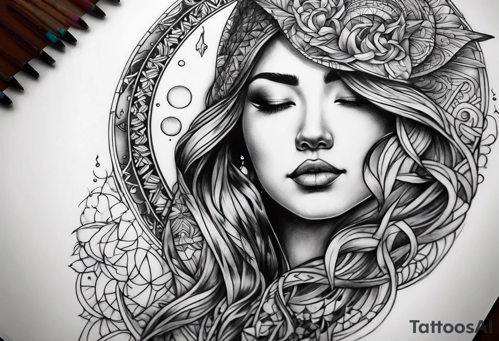 sacred moon tattoo idea