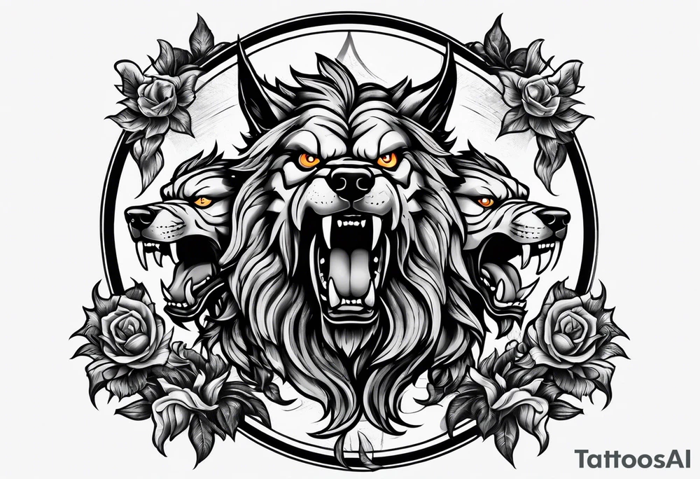 angry Cerberus tattoo idea