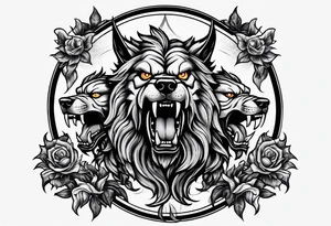 angry Cerberus tattoo idea