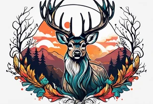 deer antlers flying tattoo idea