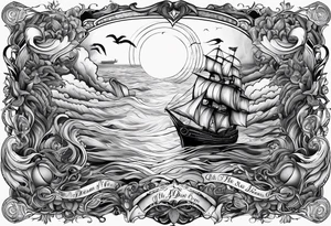 fantasy related, and sea related, with the words: "the sea does not dream of you" tattoo idea