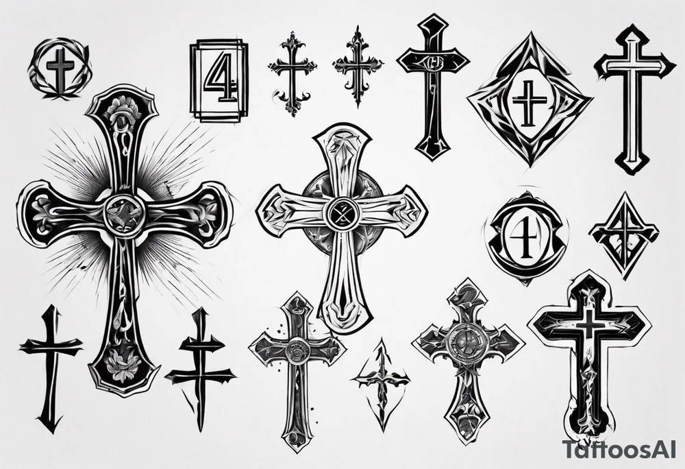 Cross with the number 4 tattoo idea