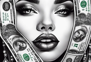 Girl mouth and money tattoo idea