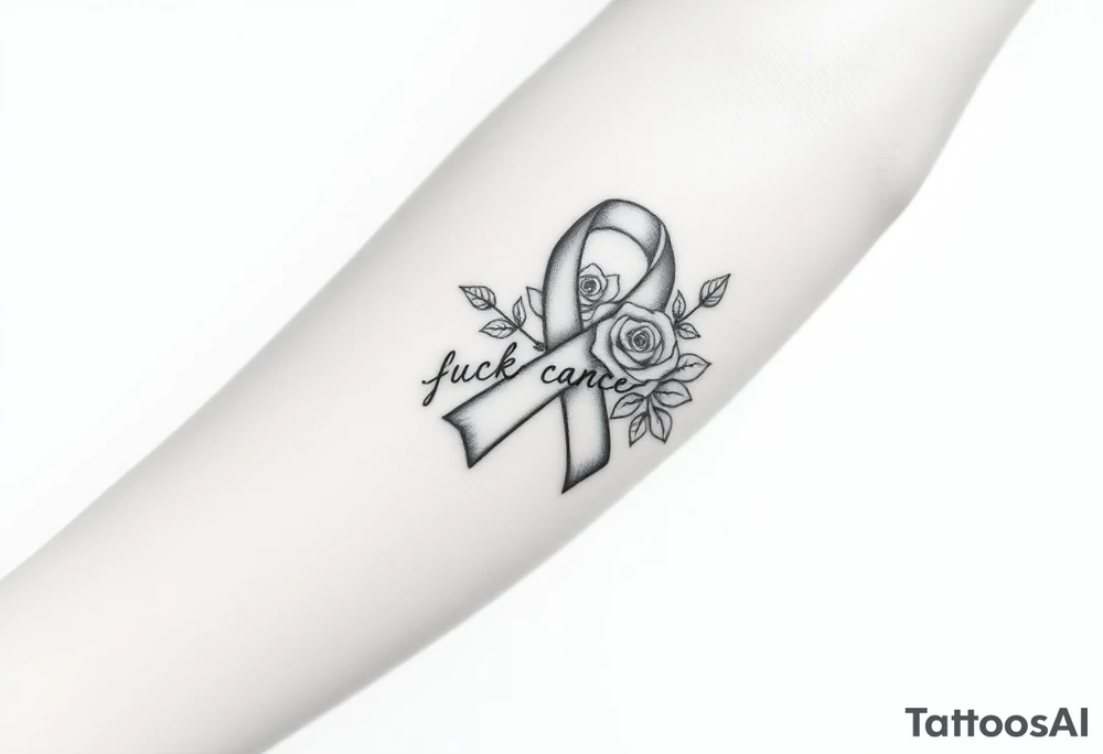 Pretty Cancer ribbon that says "fuck cancer"with roses tattoo idea
