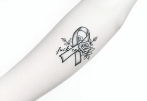 Pretty  Cancer ribbon that says "fuck cancer"with roses tattoo idea