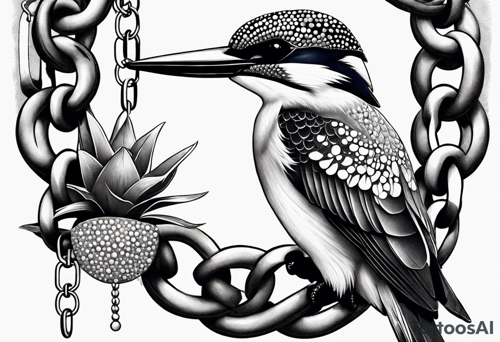 Kingfisher trapped in chains tattoo idea