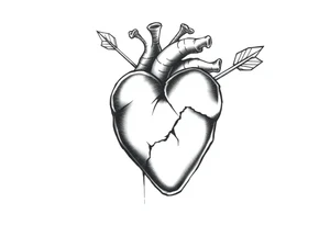 Detailed heart with an arrow inside tattoo idea