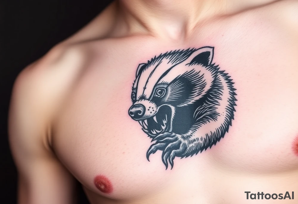 A view of a bloodthirsty honey badger showing its claws tattoo idea