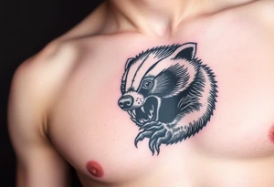 A view of a bloodthirsty honey badger showing its claws tattoo idea