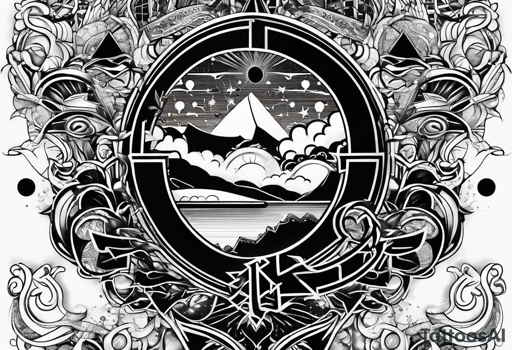 letters “ E S C M” meshed together tattoo idea