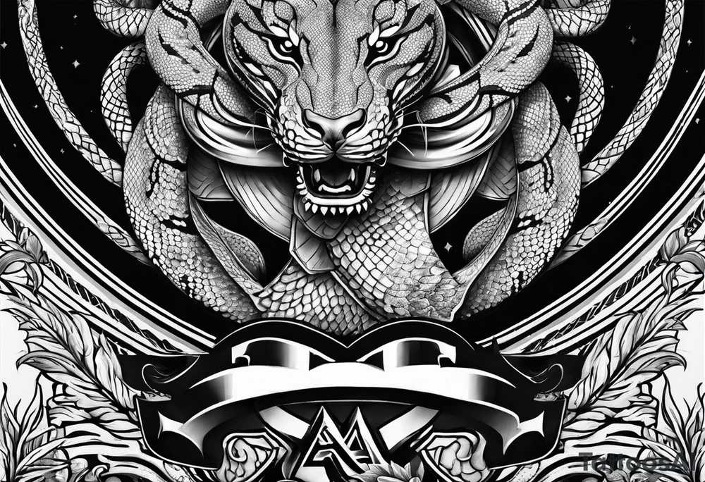 Kobe Logo with black mamba snake wrapped around tattoo idea